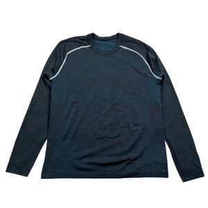 Lululemon Mens Long Sleeve‎ Athletic Shirt Top Black Blue Heathered Size Large